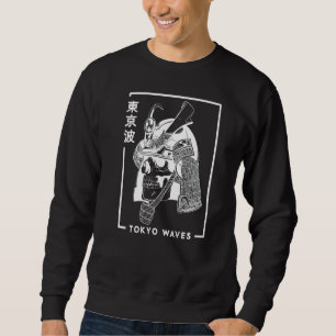 Japanska Samurai Skull, ritat minimalistiskt Japan Lång Ärmad Tröja