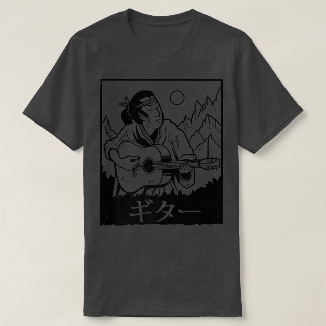 Japanska Samurai som spelar Guitar Bushido Code Wa T Shirt (Design framsida)