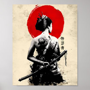 Japanska Samurai-svärd-abstrakten poster