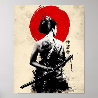 Japanska Samurai-svärd-abstrakten poster