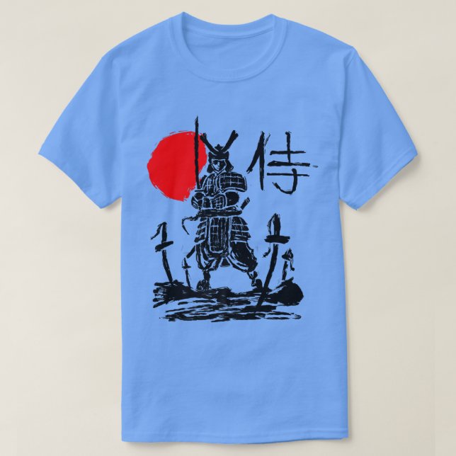 Japanska Samurai Sword Warrior Minimum Abstrakt Ar T Shirt (Design framsida)