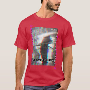 Japanska Samurai Vaprowave Glitch Warrior T Shirt