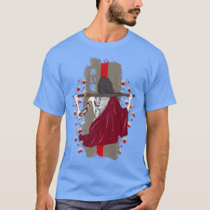 Japanska Samurai Vintage Sakura Cherry Blommar Kat T Shirt