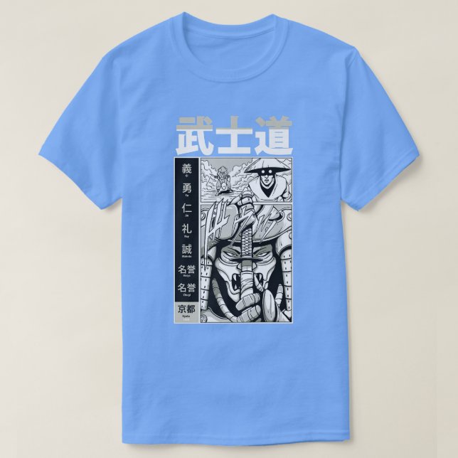 Japanska Samurai Warrior Anime och Manga T Shirt (Design framsida)