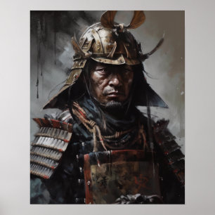 Japanska Samurai Warrior Art Print Poster