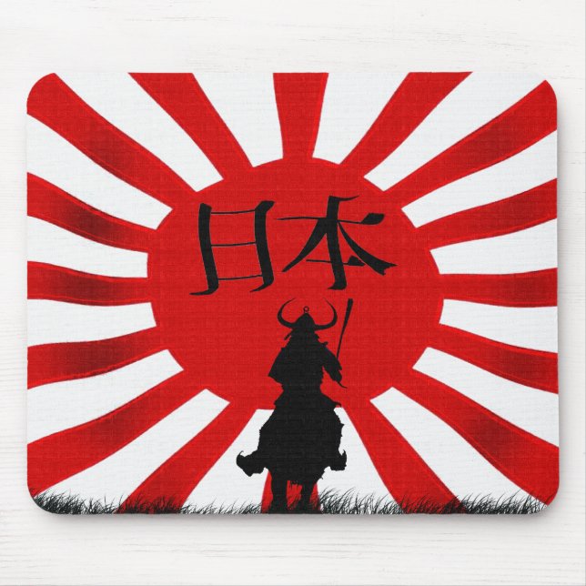 Japanska Samurai Warrior Flagga Art Musmatta (Framsidan)