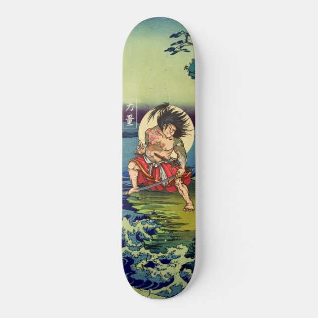 Japanska Samurai Warrior Hero Mini Skateboard Bräda 18,5 Cm (Framsida)