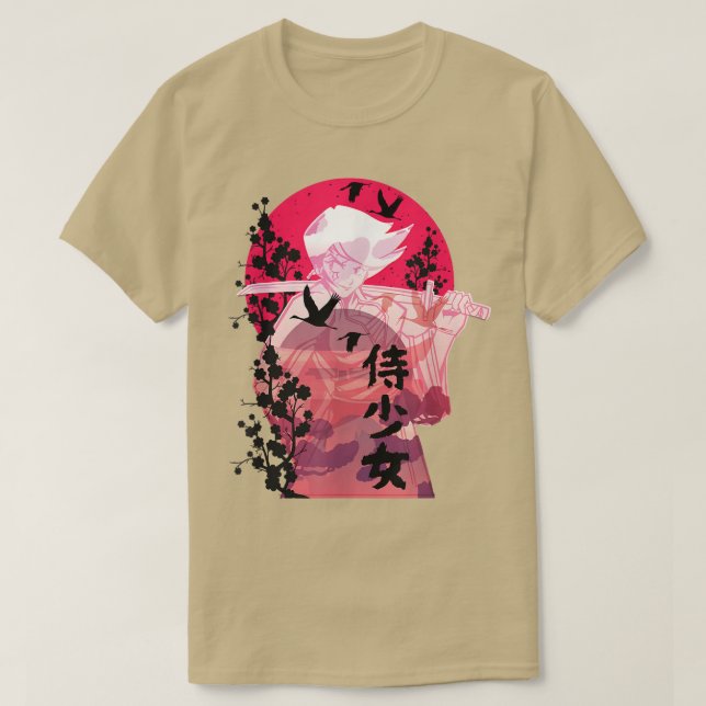 Japanska Samurai Warrior Illustration Stil (2) T Shirt (Design framsida)
