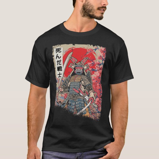 Japanska Samurai Warrior Japan Dead Swordsman T Shirt (Framsida)
