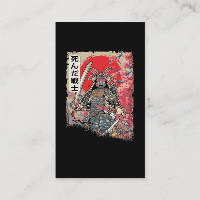 Japanska Samurai Warrior Japan Dead Swordsman Visitkort (Framsida)