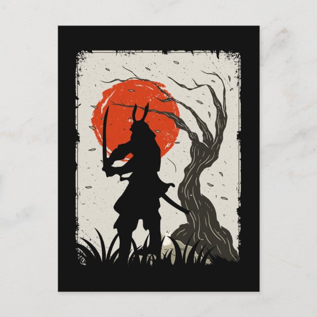 Japanska Samurai Warrior Japan Swordsman Vykort (Framsida)