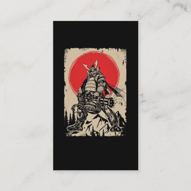 Japanska Samurai Warrior med Gun Visitkort (Framsida)