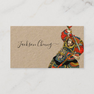 Japanska Samurai Warrior med Sword Kraft Visitkort
