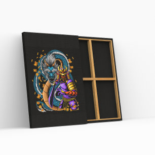 Japanska Samurai Warrior och Dragon Poster