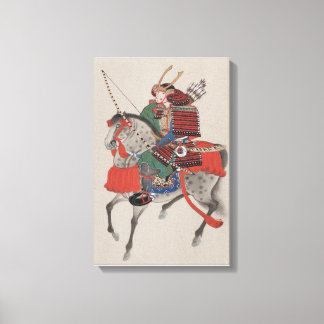 Japanska Samurai Warrior on Horse Print Canvas Art