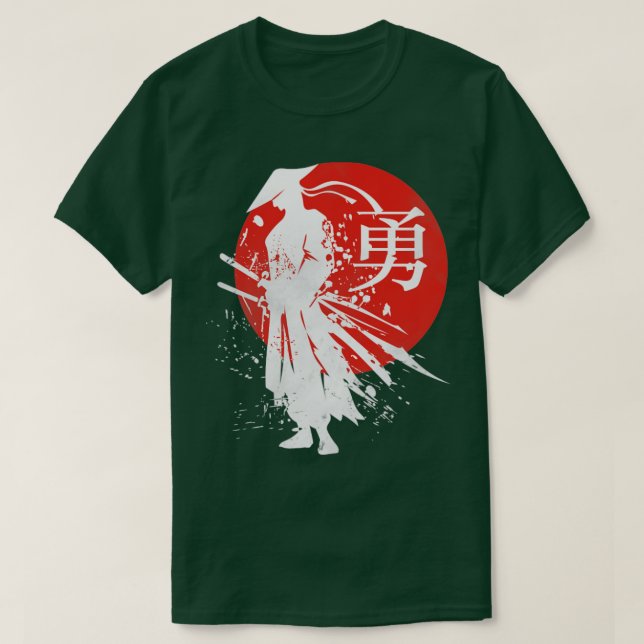 Japanska Samurai Warrior Retro Japan Calligraphy f T Shirt (Design framsida)