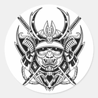 Japanska Samurai Warrior Runt Klistermärke