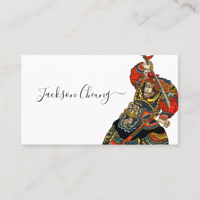 Japanska Samurai Warrior with Sword Visitkort (Framsida)