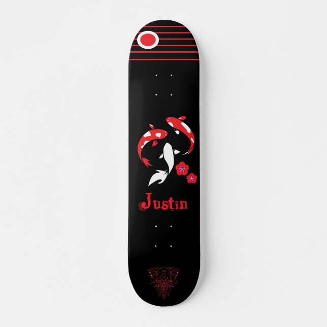 Japanska samuraiskateboard med namn mini skateboard bräda 18,5 cm (Framsida)
