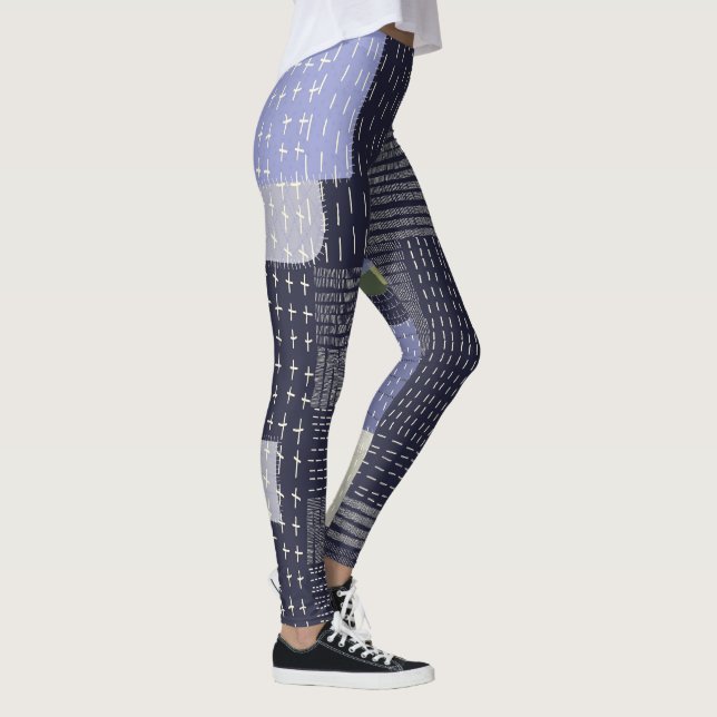 Japanska sashiko-stisar som liknar mönster leggings (Höger)