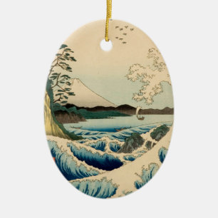 Japanska Satta Hiroshige Art Julgransprydnad Keramik