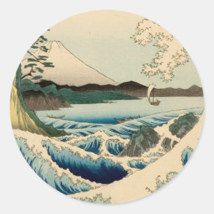 Japanska Satta Hiroshige Art Runt Klistermärke