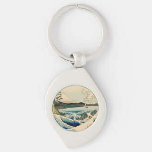 Japanska Satta Hiroshige Art Swirl Silverfärgad Nyckelring