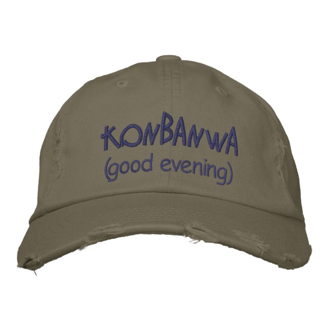 Japanska Say Konbanwa (bra afton)Anime LOn Broderad Keps (Framsida)