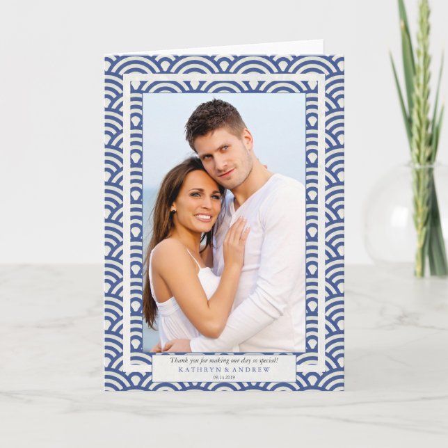 Japanska Seigaiha Bröllop Tack/Anpassad text Tack Kort (Framsida)