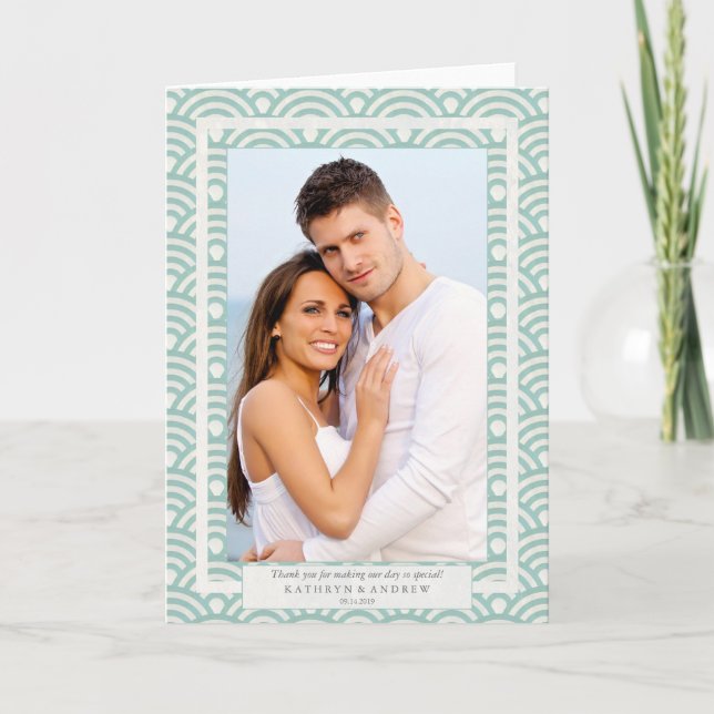 Japanska Seigaiha Bröllop Tack/Anpassad text Tack Kort (Framsida)