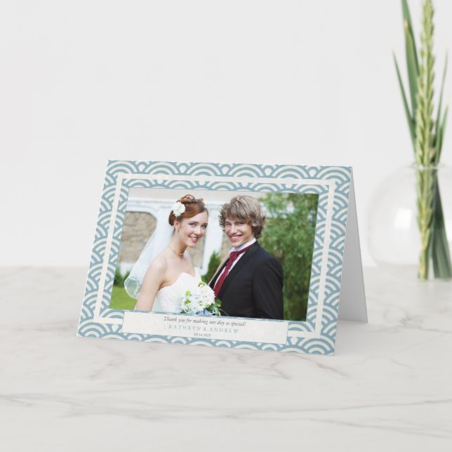 Japanska Seigaiha Bröllop Tack/Anpassad text Tack Kort (Framsida)