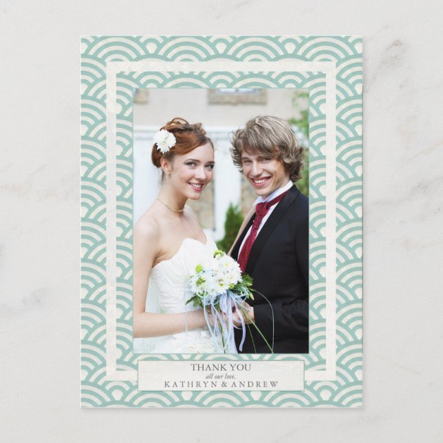 Japanska Seigaiha Bröllop Tack/Anpassningsbar Phot Vykort (Framsida)