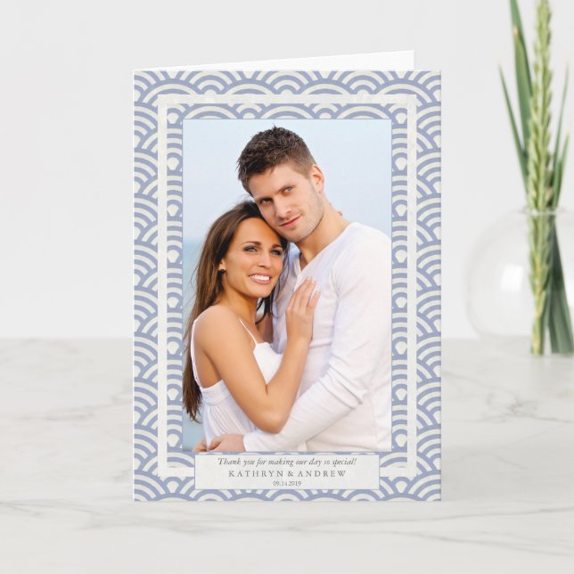 Japanska Seigaiha Bröllop Tack/Anpassningsbar Text Tack Kort (Framsida)