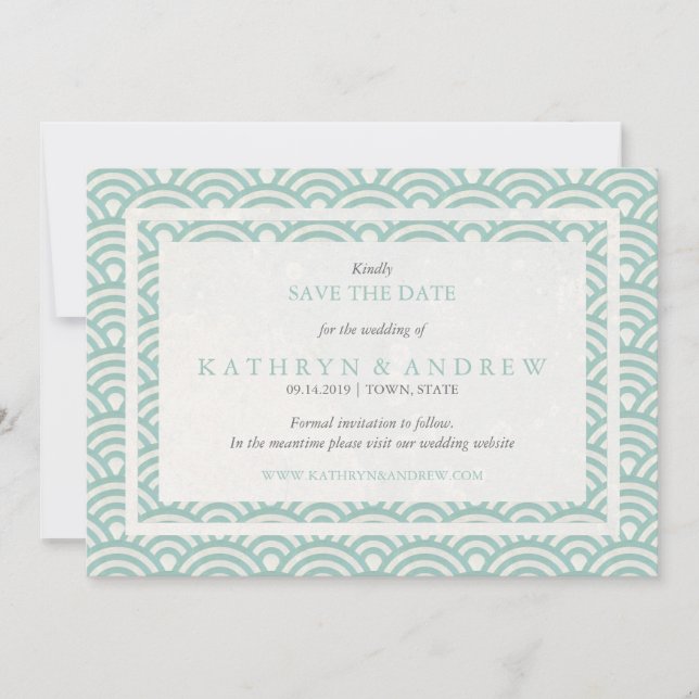 Japanska Seigaiha sparar datumet utan foto Spara Datumet (Framsida)