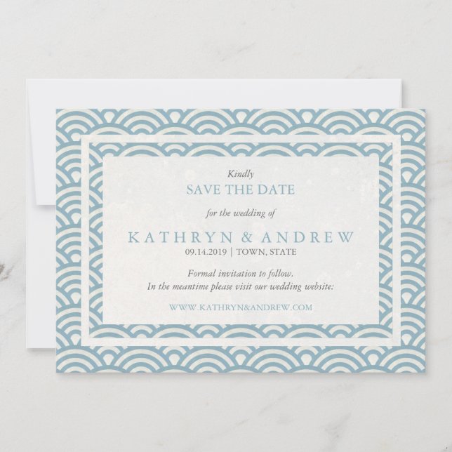 Japanska Seigaiha sparar datumet utan foto Spara Datumet (Framsida)