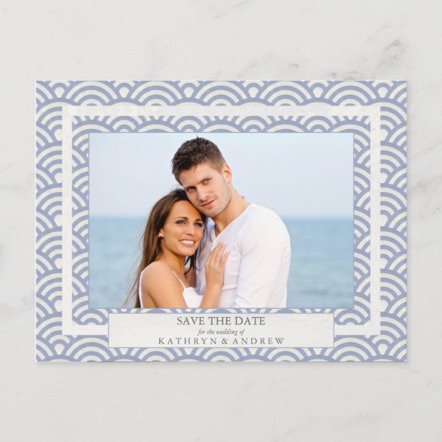 Japanska Seigaiha Vågar Spara datumfotona Meddelande Vykort (Framsida)