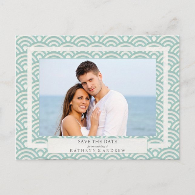 Japanska Seigaiha Vågar Spara datumfotona Meddelande Vykort (Framsida)