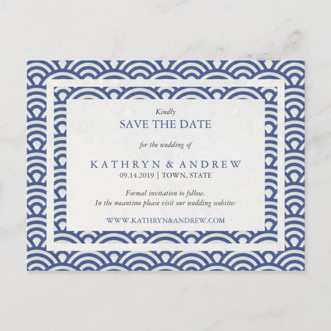 Japanska Seigaiha Vågar sparar datumnr Meddelande Vykort (Framsida)