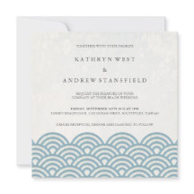 Japanska Seigaiha-vågor Elegant strandbröllop