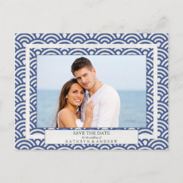 Japanska Seigaiha-vågor Spara datum-fotografi Meddelande Vykort