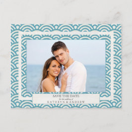 Japanska Seigaiha-vågor Spara datum-fotografi Meddelande Vykort