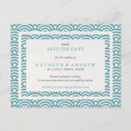 Japanska Seigaiha-vågor Spara datum Inget foto Meddelande Vykort