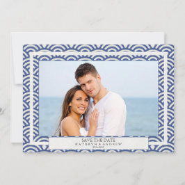 Japanska Seigaiha-vågor Spara datum Platt foto Inbjudningar