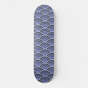 Japanska Seigaiha Vinkarare Mönster Mini Skateboard Bräda 18,5 Cm