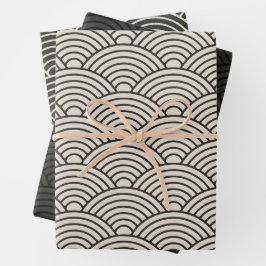 Japanska Seigaiha Wave | Black and Cream White