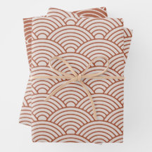 Japanska Seigaiha Wave | Boho Terracotta Brown
