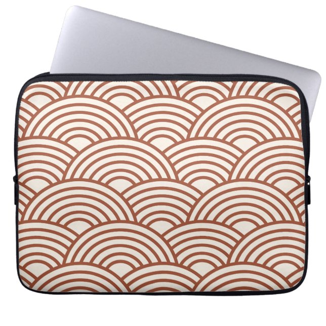 Japanska Seigaiha Wave Rust Terracotta Laptop Fodral (Framsidan)