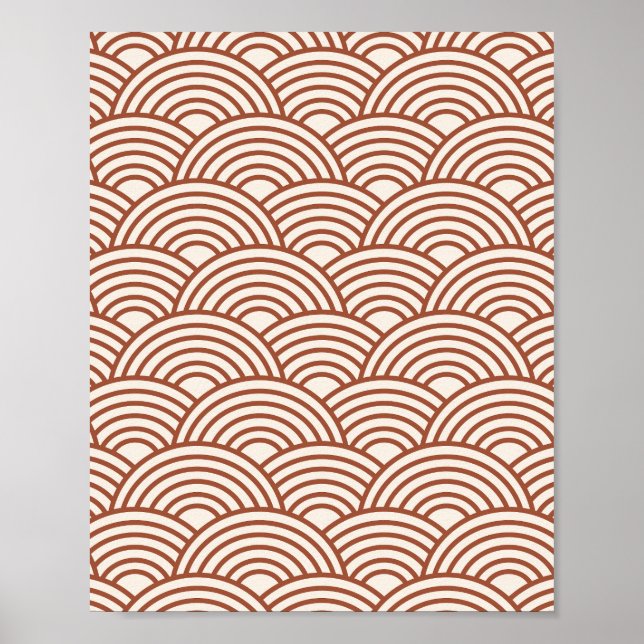 Japanska Seigaiha Wave Rust Terracotta Poster (Framsidan)