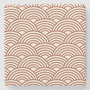 Japanska Seigaiha Wave Rust Terracotta Stenunderlägg