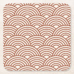 Japanska Seigaiha Wave Rust Terracotta Underlägg Papper Kvadrat<br><div class="desc">Japanska Seigaiha Wave - Black and White - Mönster - Rust,  Earth Tones,  Terracotta.</div>